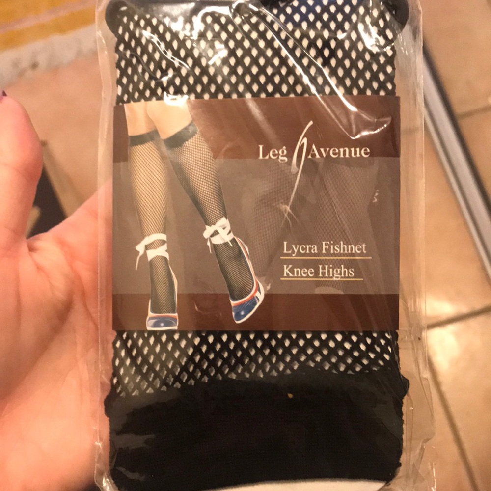 Knee high fishnet stockings